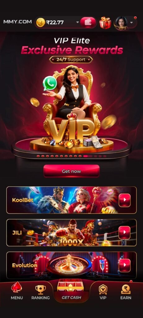 MMY Game app homepage screenshot showing gaming interface