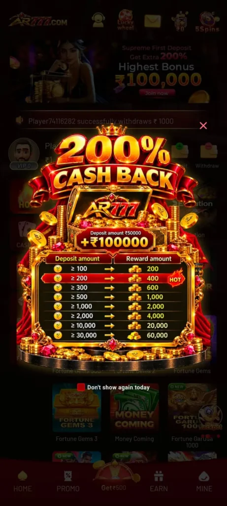 AR777 online games dashboard